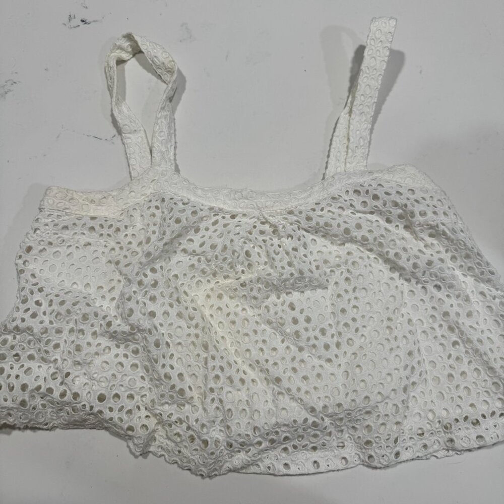White Eyelet Cropped Tank by Others Fellow Size Small